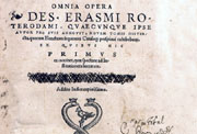 <em>Omnia opera Des.    Erasmi Roterodami quaecunque ipse autor pro  suis agnovit, novem tomis    distincta ... ex quibus hic primus ea  continet, quae spectant ad   Institutionem literarum</em>. Portada.